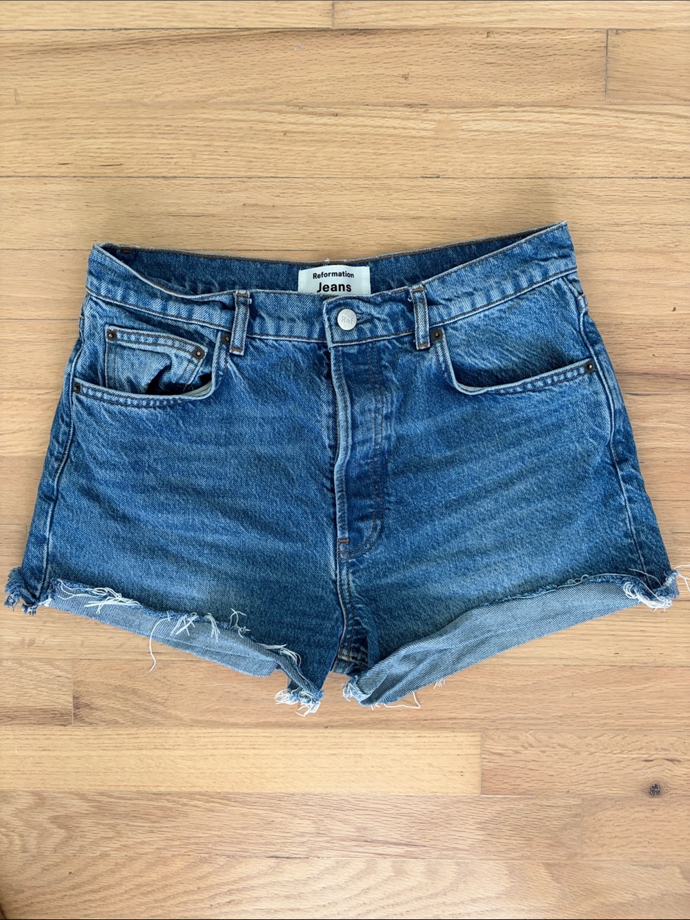 Reformation Shasta Wash Cutoff Denim Shorts